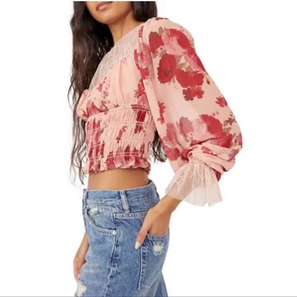 Free People Daphne Holiday blouse romantic combo pink - XS - Picture 3 of 9